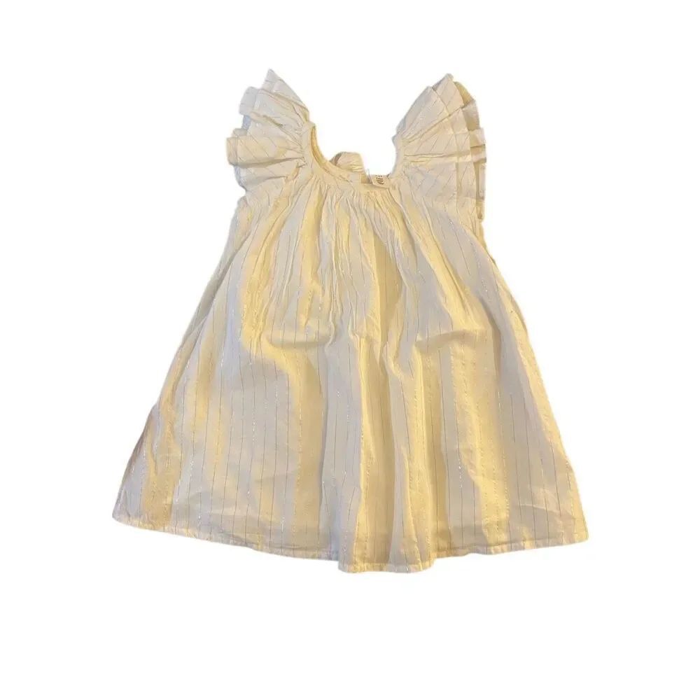 BabyGap 2P cream with silver threading texture dress with bottoms 2T